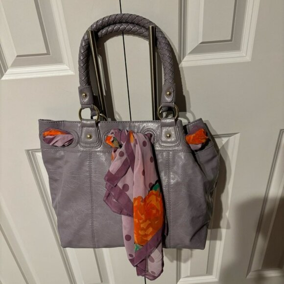 ALDO Mauve Rope Strap Style Soft Handbag with Scarf - Picture 3 of 14